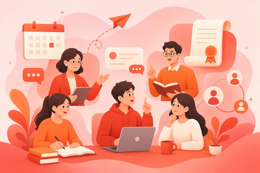 问今课堂师友陪伴的社群学习模式示意图